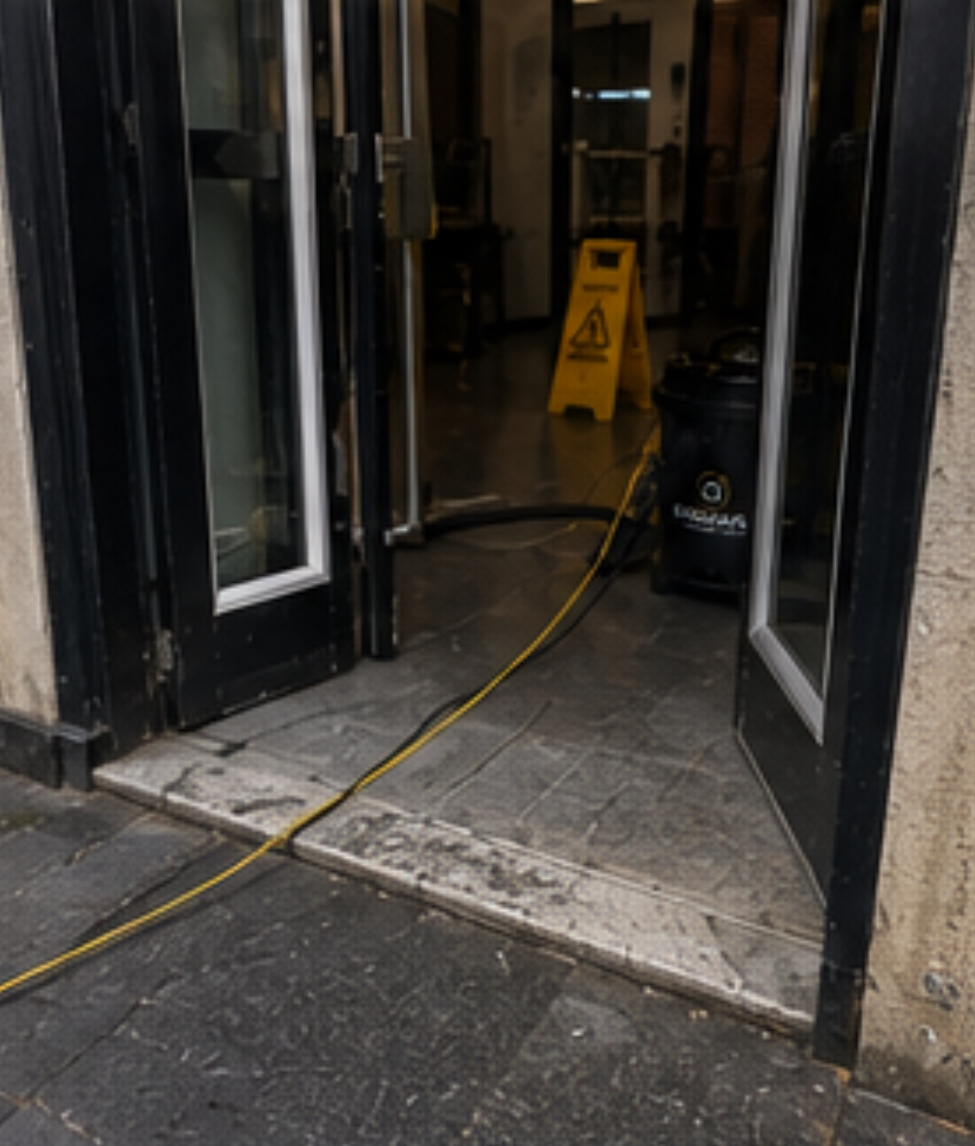 Provand cleaning a Glasgow entrance