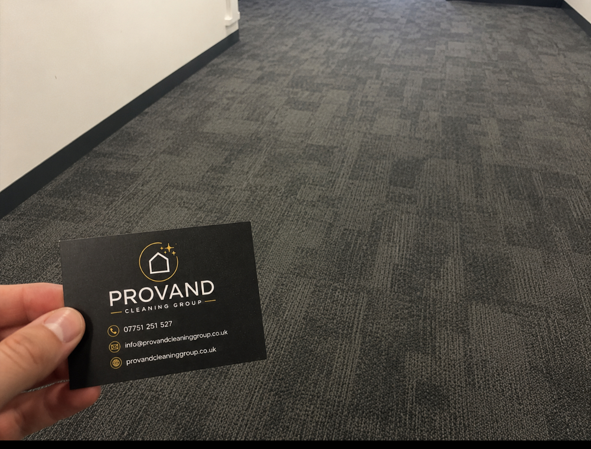 Business card on cleaned carpet